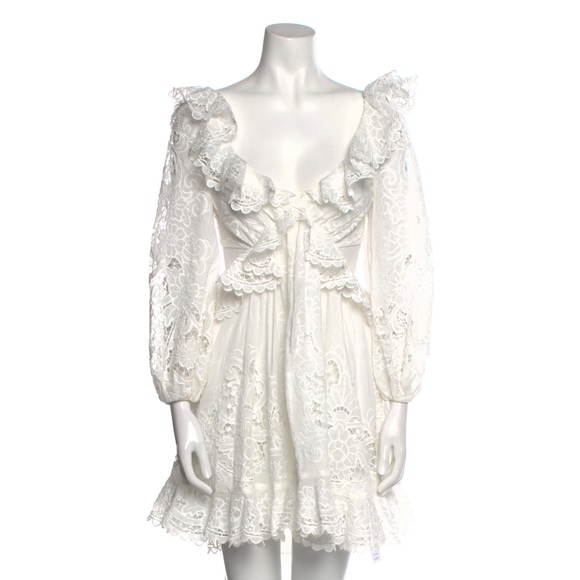 ZIMMERMANN Lulu Ruffled Cut-Out Mini Dress Size AU 2 / US 8 - Picture 7 of 15